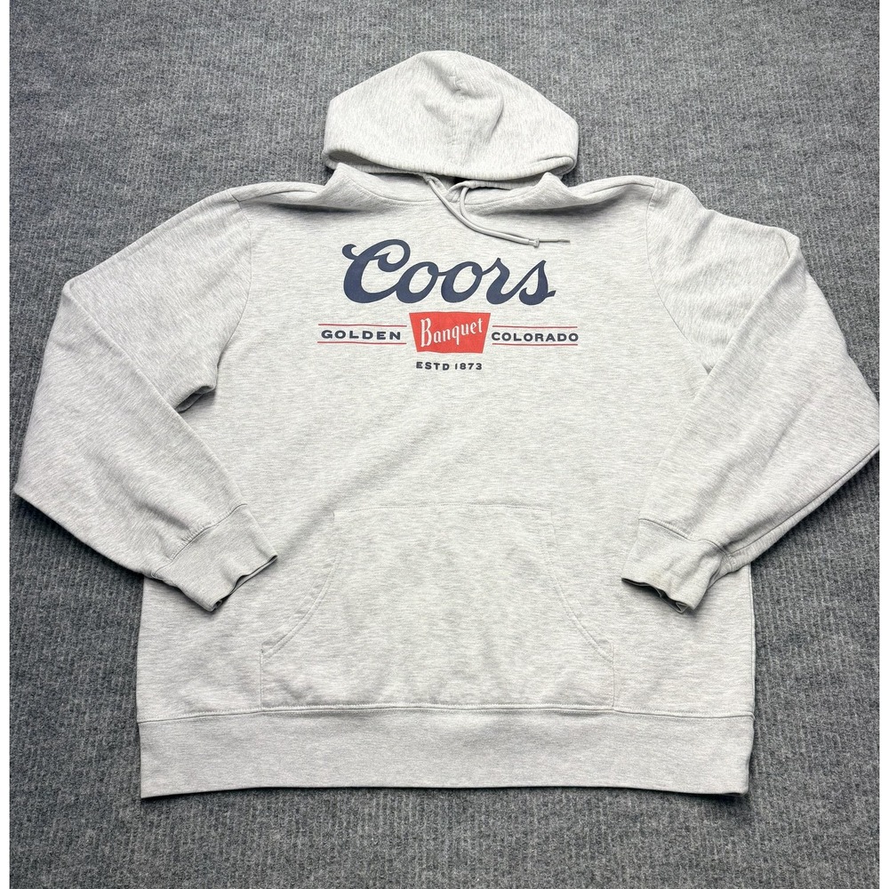 Coors Banquet Hoodie Sweatshirt Mens XL Gray Golden Colorado Graphic Pullover